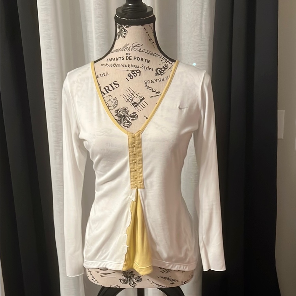 Nike White and Yellow Women's Top